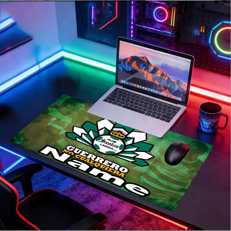 Custom Name Personalized Club Santos Laguna Pattern Mousepad, Laptop PC Desk Mat, Decorative Desk Mat for Home Keyboard Pad Gift