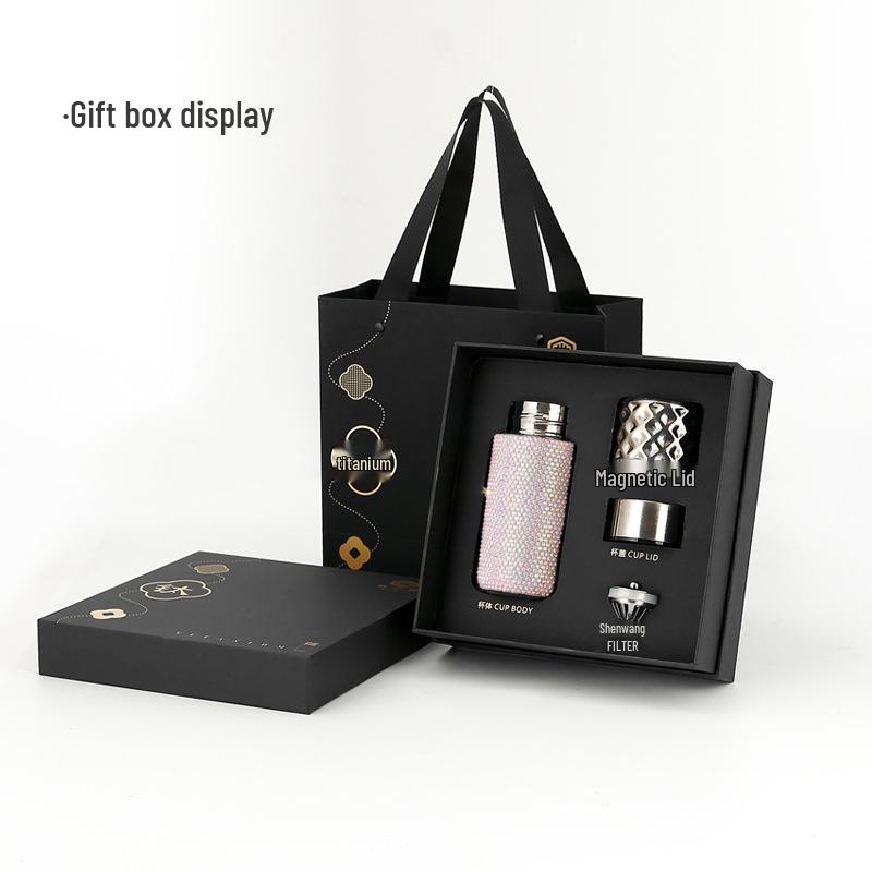 Mi Xiaoxi Titanium Diamond Lipstick Insulated Cup: Luxury Portable Water Cup for Women and Students.