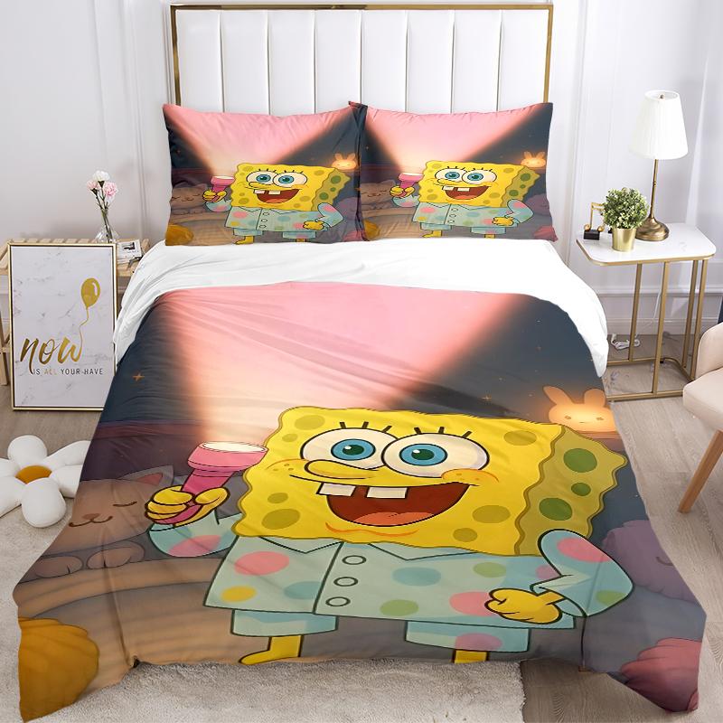 3Pcs Spongebob Pajamas Bedding Sets For All Sizes New 3D Printed Bed Cover Comforter Duvet Cover Pillowcase Bedroom Decoration