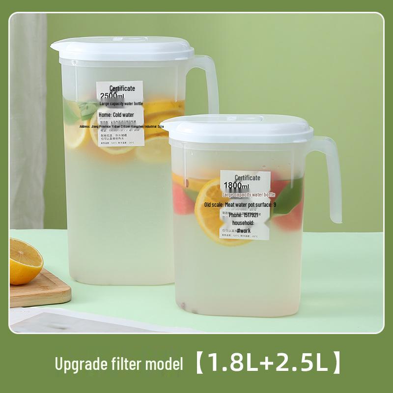 Large Capacity Glacier Texture Cold Brew Kettle - High Temp Resistant Summer Beverage Container 1.8L белый