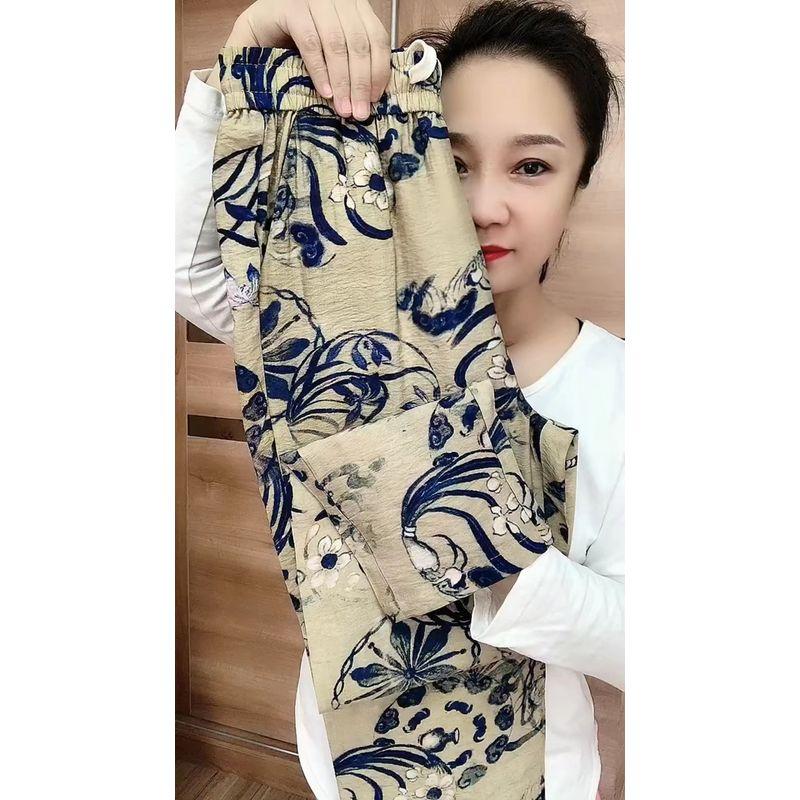 

Хлопок и Лен Легкие и Модные Брюки Кэжуал с Завышенной Талией, Стройнящие, Облегающего Кроя Blue and white porcelain yellow L