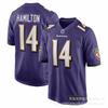 Camiseta NFL Baltimore Ravens para Hombre 8 Lamar Jackson 14 Marquise Brown Morado Blanco Negro Mezcla de Algodón Manga Corta Cuello en V Fanático del Deporte