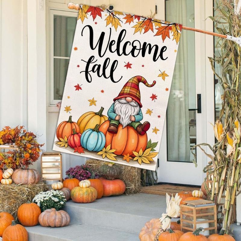 Easy Install Thanksgiving Yard Flag Fall Outdoor Decoration with Waterproof Sun Resistant Fabric Outdoor Hanging Flags