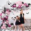 174pcs Girl Halloween Theme Party Balloon Wreath Set Pink Black Halloween Party Background Decoration