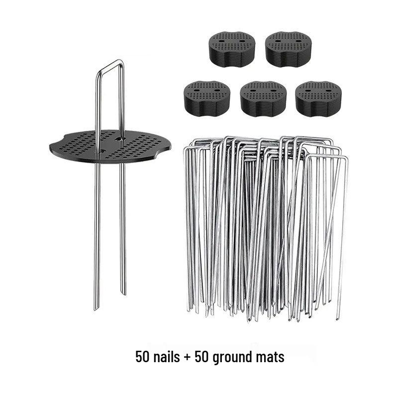 Galvanized U-Shaped Ground Nail with 15cm Plastic Washer - Windproof Lawn, Tent, and Weed Barrier Fixing Nail