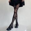 Women's Fishnet Stockings with Bowtie Girls Fish Net Tights with Designs High Waist Pantyhose Thigh High Stockings