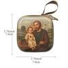 Square Cartoon Rosary Pouch with Feather Zipper, 7x7cm, 3.3cm Thick - Original Cross-Border Design