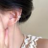 Long Round Bead Chain Tassel Bow Ear Clip Earring for Women Fashion Simple No Piercing Ear Cuff Party Jewelry Christmas Gift