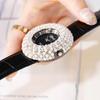 Luxury Women Watch Circle Crystal Black Dial Big Diamond Ladies Wrist Watches Female Silicone Strap Rhinestone Clock No Bracelet