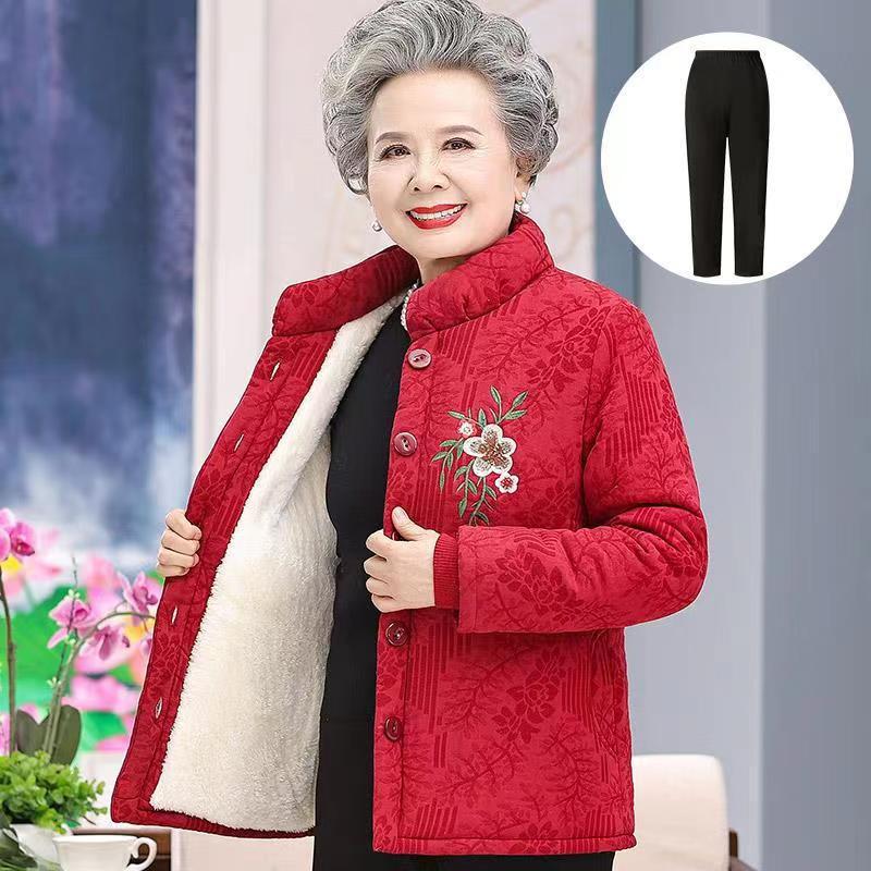 Damen Winterjacke aus Baumwolle mit Samt für Mittelalte und Ältere