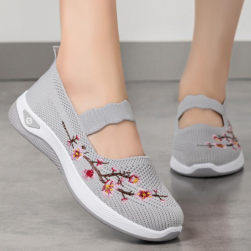 Women's Summer New Shallow Mouth Soft Sole Not Tired Feet Single Shoes One Pedal Casual Embroidered Shoes Women