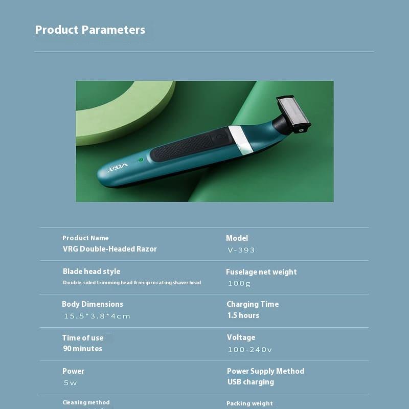 Hub-Doppelkopf-Leicht und Bequem Elektrorasierer Multifunktionaler Rasierer Tragbarer Zwei-in-Eins-Rasierer Abwaschbar Langlebig