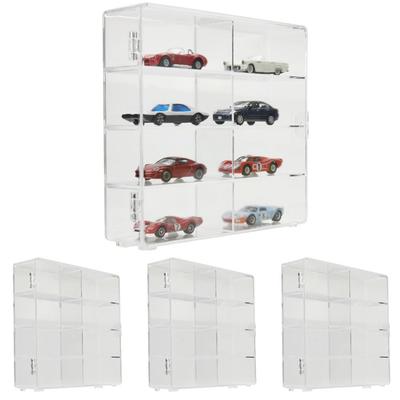 Nasmate Miniature Car Collection Cases, Set of 4, Display, Front Door, Stain Resistant, Holds 8 Cars, Stackable