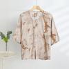 2025 Women's Floral Cotton & Linen Sun Protection Set - Shirt & Long Pants with Five-Sleeve Design