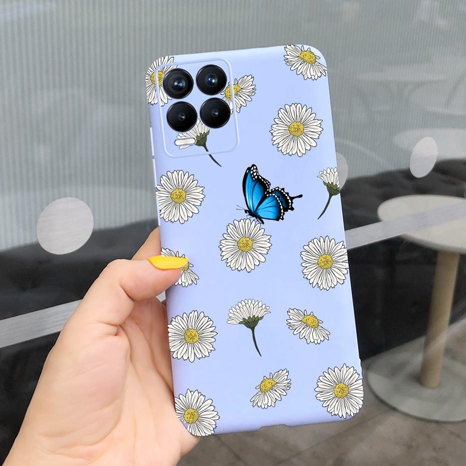 For Realme 8 Case Lavender Sunflower Silicone Back Cover For Realme 8 Pro 8i Realme8 4G RMX3085 Soft TPU Phone Case Luxury Coque