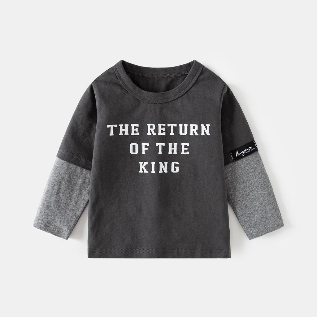 Chłopięca koszulka z długim rękawem z czystej bawełny jesień nowa odzież dziecięca dziecięca niemowlęca udawana dwuczęściowa koszulka bazowa top