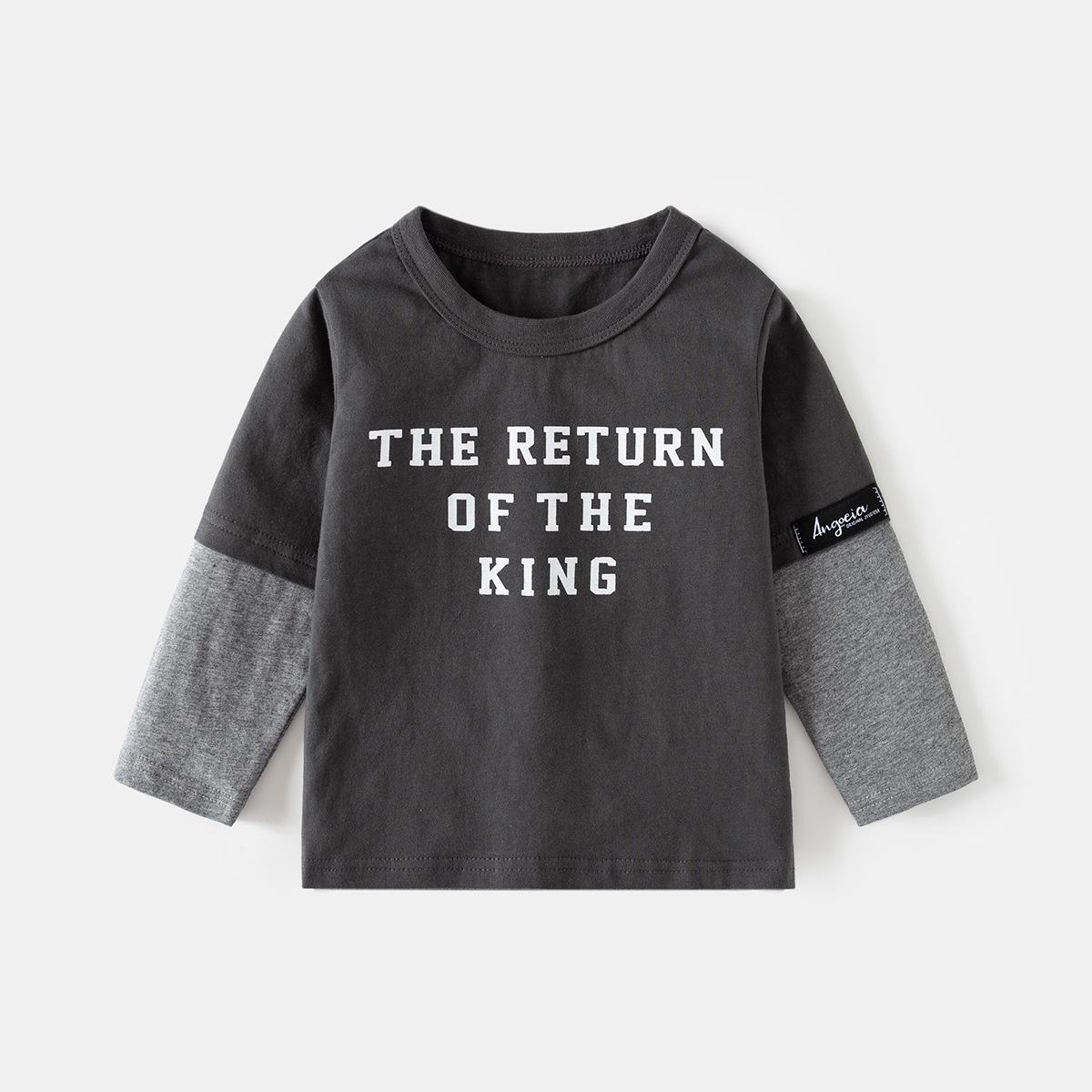 

Мальчики чистый хлопок с длинным рукавом футболка осень новая детская одежда детская детская поддельная двухпредметная базовая рубашка топ 130cm