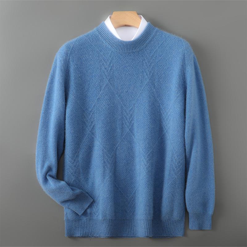 Men's 100% Pure Wool High Neck Seamless Knitwear Base Layer – Loose, Thickened, and Perfect for Autumn/Winter.