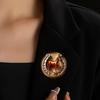 Brooch Pin Retro Golden Horseshoe Design Scratch Resistant Brooch Round Shape Lapel Badge Clothes Accessories