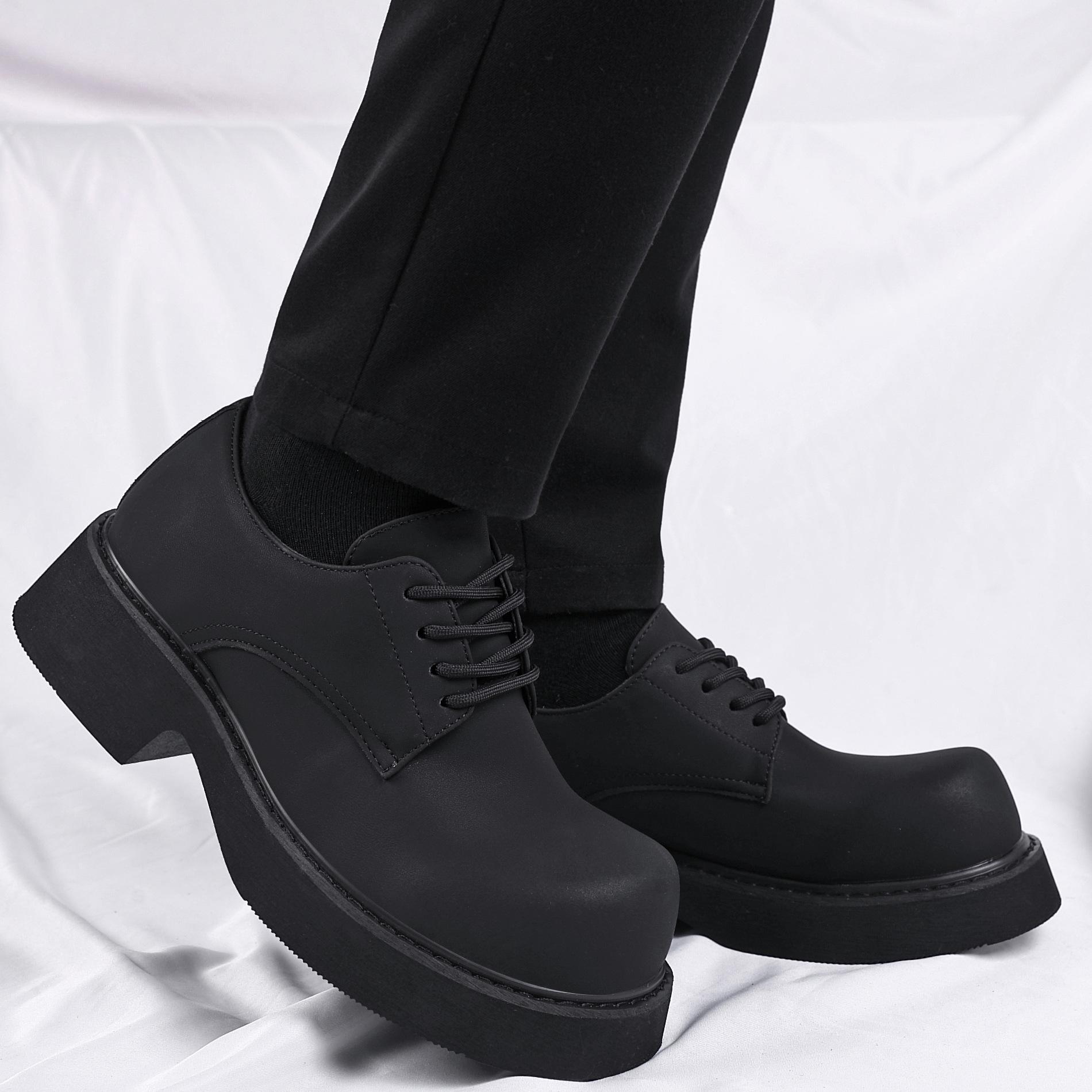 

Derby shoes black men s shoes 2025 new winter platform heightening big head shoes casual matte men s round head leather shoes 38