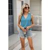 New Summer Solid Color V-neck Loose Sleeveless Casual T-shirt Comfortable and Versatile Vest Top