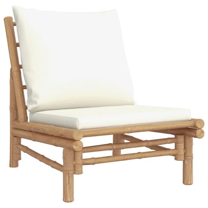 VidaXL Garden Chairs 2 Pcs with Cushions Cream White Bamboo 363455