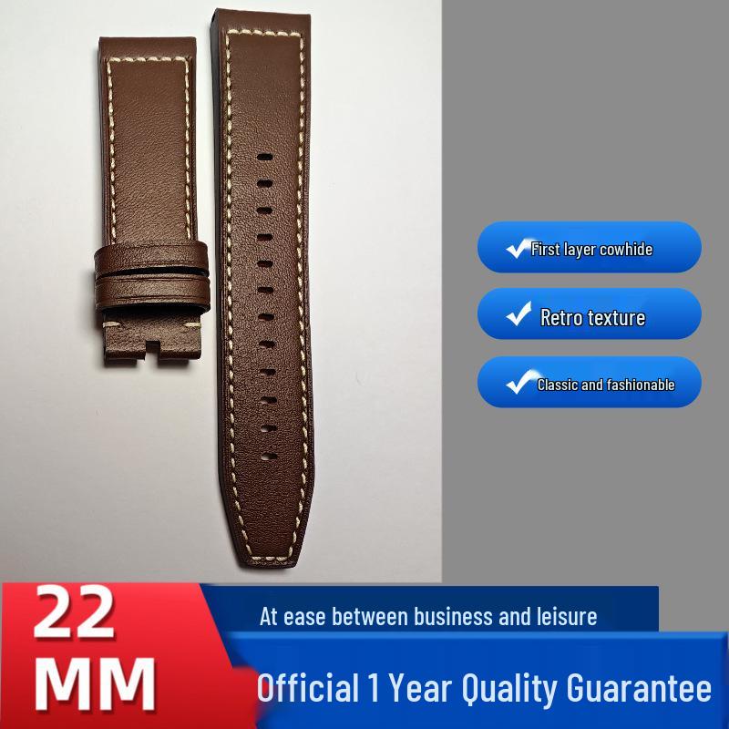 Compatible 22MM Dark Tea Calfskin Strap for Huawei Watch 3 Pro, GT2 46MM Dial.