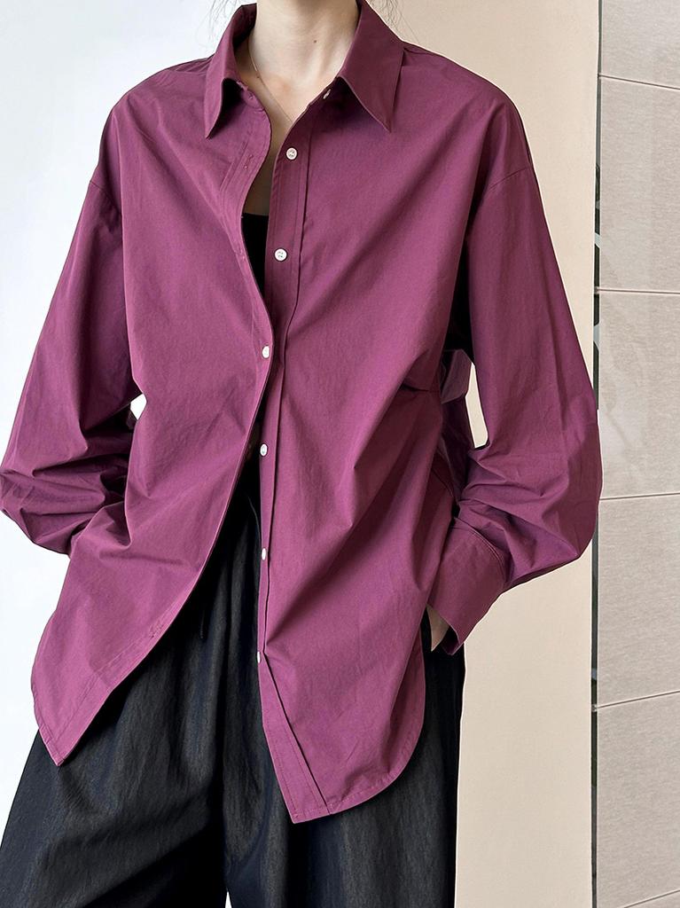 Tachibana Korean fashion lapel chic long-sleeved shirt women's 111711116 spring new non-ironing niche design