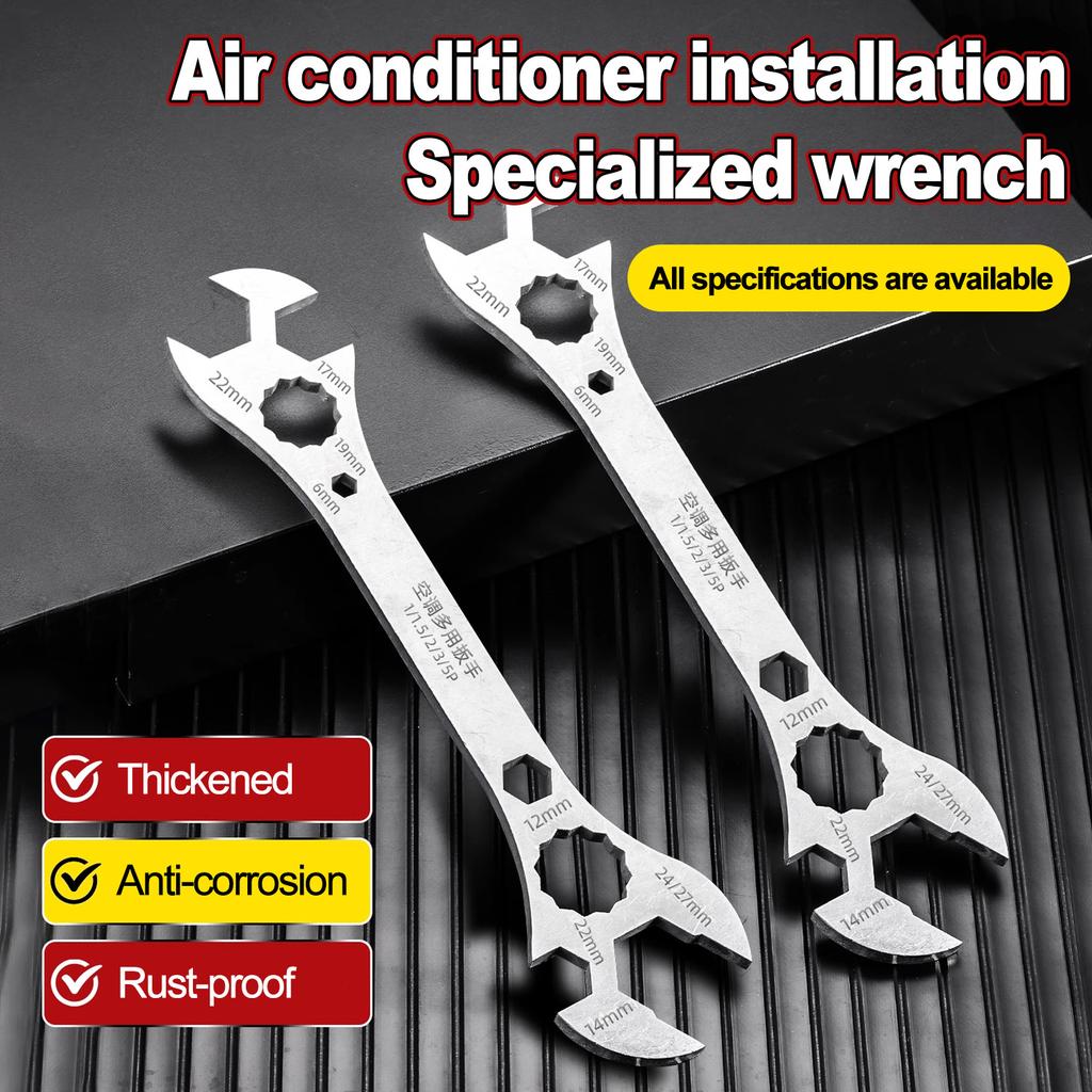 Multi Functional Air Conditioner Wrench Open End Wrench Set Ultra-thin Flat Wrench Tool Multi-Function Double-End Fixed Wrench