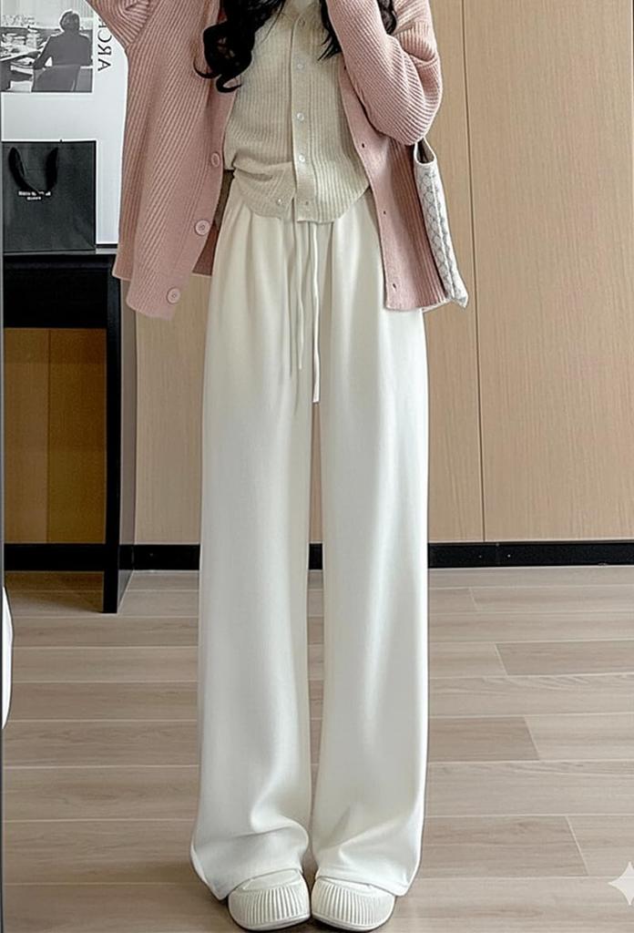 KUWABOKU Corduroy Ribbed Wide Available In a Variety of Solid Elastic Long Winter Women's Pants, Casual, Warm, Fleece-Lined, Colors, Stylish, Trendy,