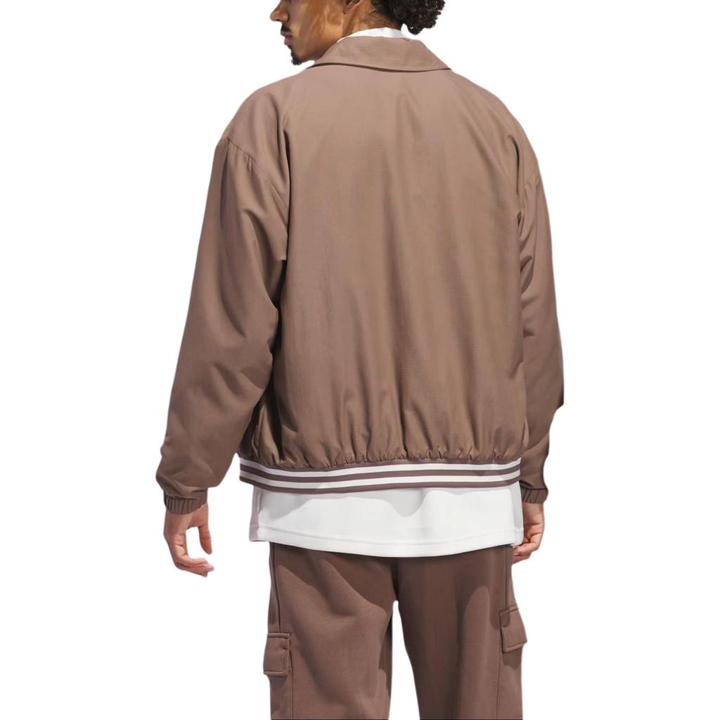 adidas Originals Coach Jacket With Logo Single-Breasted Collar Outdoor Casual Sports Jacket Unisex Jacket Brown IY7371