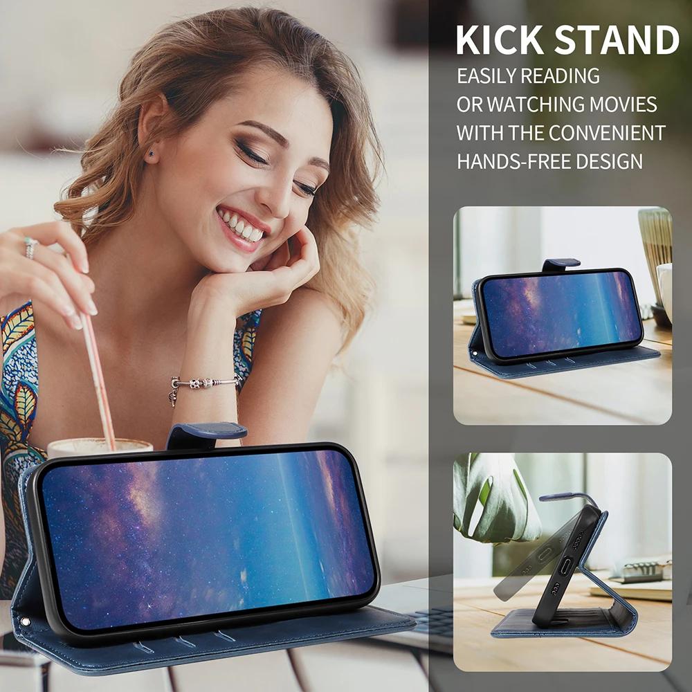 Card Slot Leather Flip Wallet Case for Moto Edge 50 Fusion Ultra 40 Neo E14 G04 G04S G13 G14 G23 G24 G53 G54 G84 G85 Phone Cover