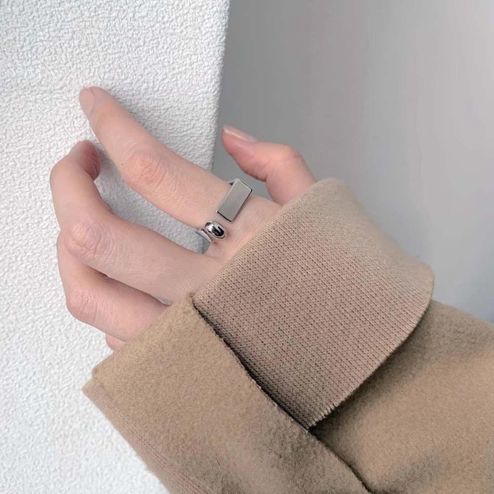 Jewelry Accessories Square Open Rings Metal Geometric Opening Square Zinc Zinc Alloy Ring Square Ring  Party