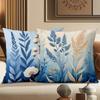 Floral Printed Throw Pillows Blue Beige Decorative Cushions Polyester Pillowcase, Sofa Decorative Cushion Cov Headboard Pillow