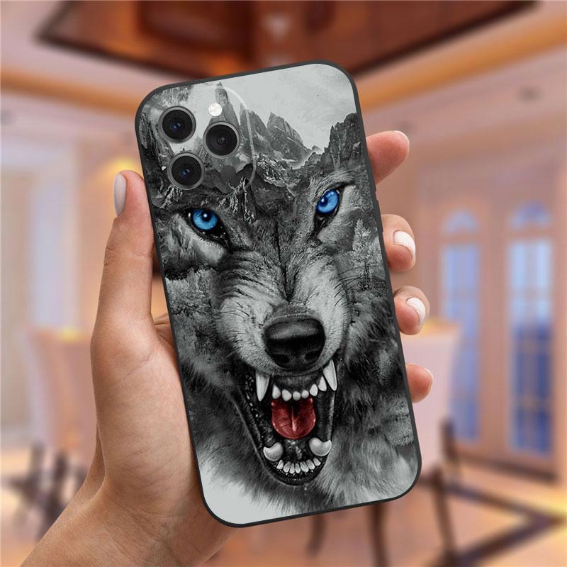 Hayvan Aslan Kurt Kaplan leopar Yumuşak Silikon Kılıf iPhone 11 12 13 Pro XS Max XR XS 7 Plus 8 Plus 6 6s SE 2020 12 Mini Kılıf