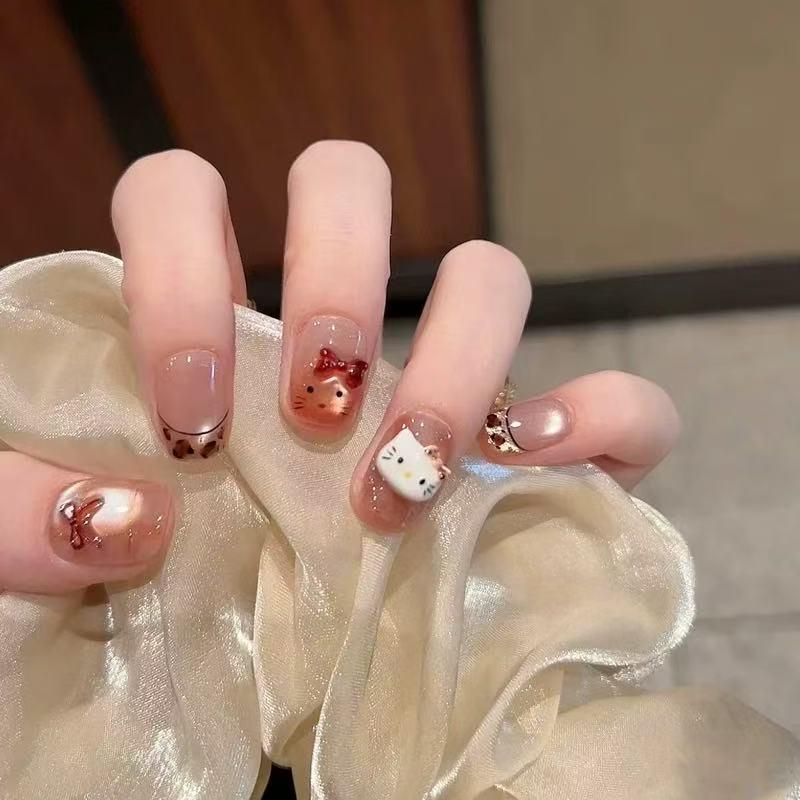 Neue Rouge French Cat Eye Perlmutt Schmetterling Halbhandgemacht Abnehmbare Nägel - Zhuang Zhous Schmetterlingstraum Edition