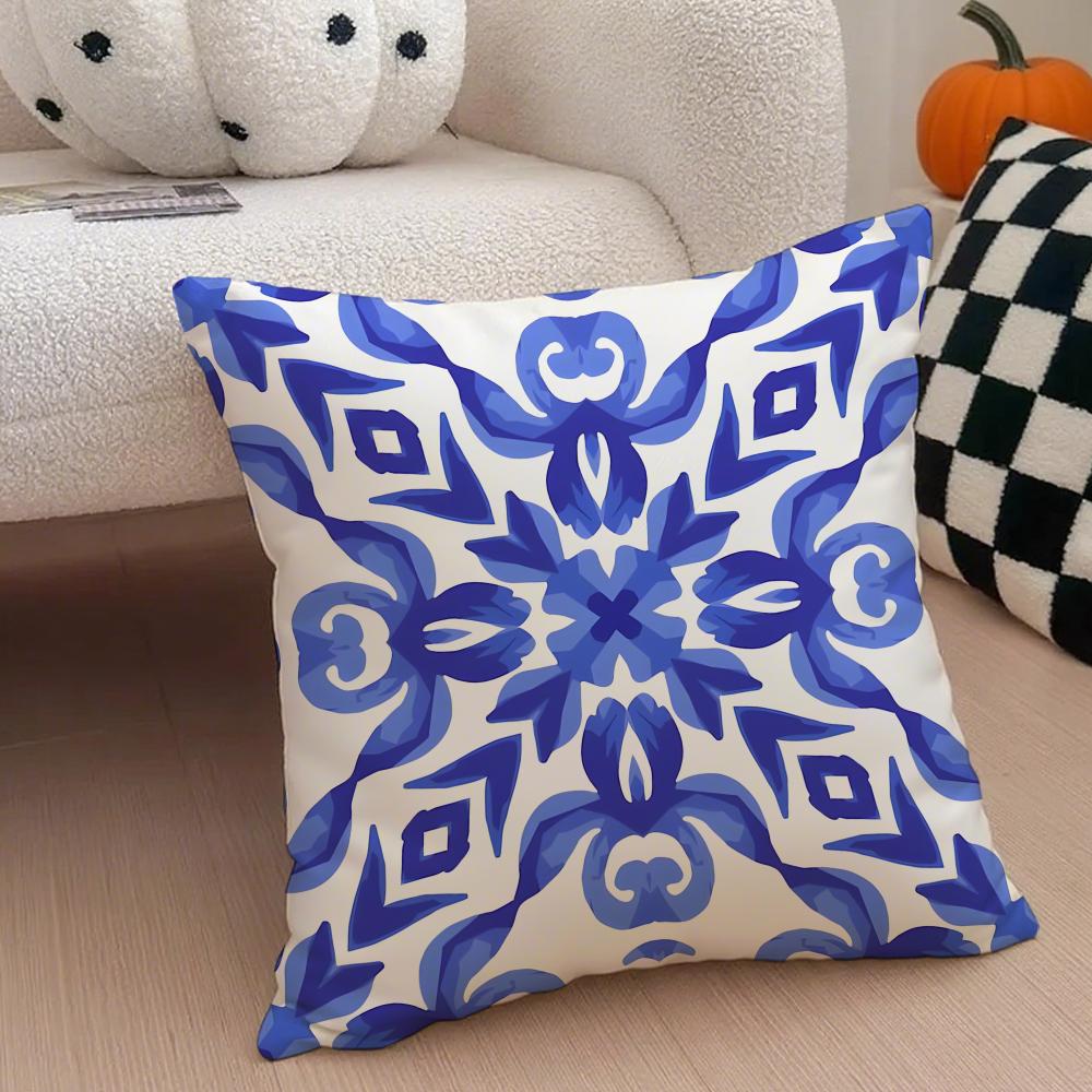 Chinese-Style Scroll Pattern Traditional Culture Cushion Cover Throw Pillow Cover Hidden Button Durable Polyester Chair Cushion
