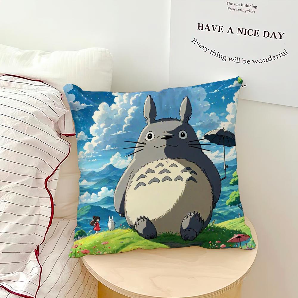 Klassisch Kawaii Niedlicher Kissenbezug Sofa Wohnzimmer Schlafzimmer Kopfteil Rückenlehne Kissen Quadratisches Kissen T-Totoroes Nickerchenzeit