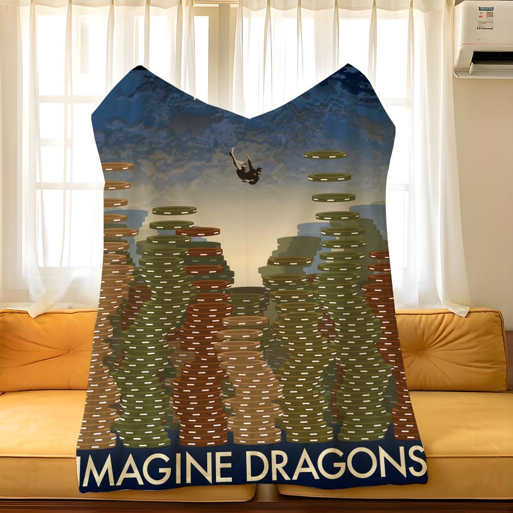 Music I-Imagine D-Dragons Throw Flannel Cozy Print Blanket, Portable, Durable Machine Washable cute Cool