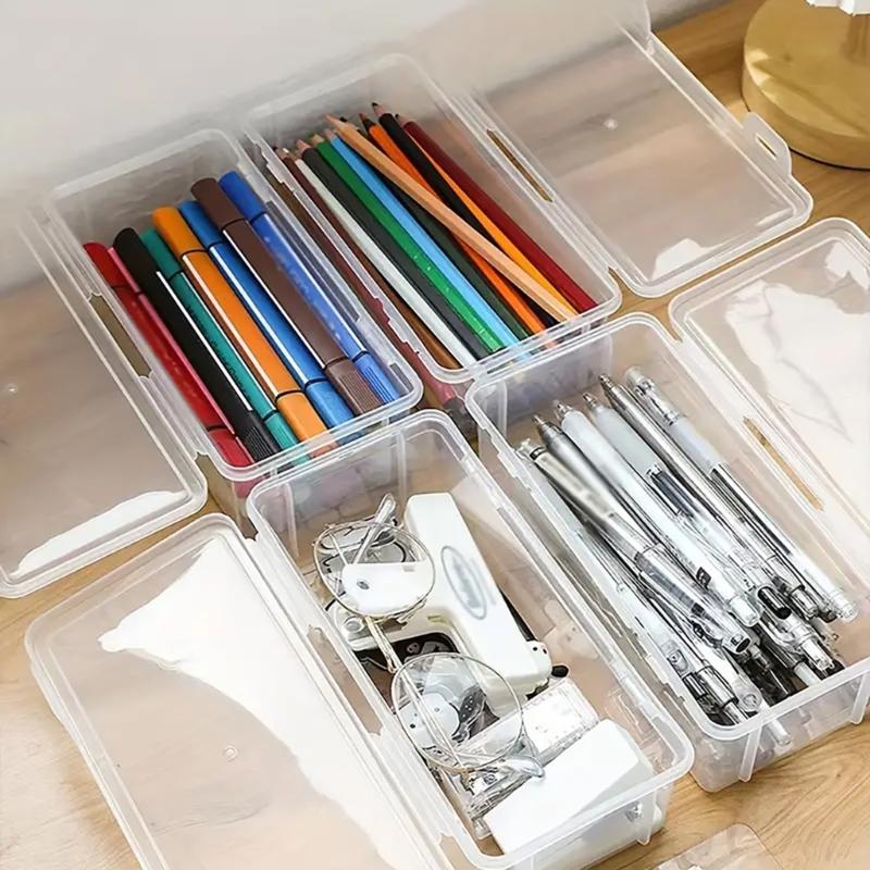 2/3Pcs Clear Hard Pencil Case Stackable High Capacity Pencil Case Colored Pencil Organizers Box for Sketch Pencil Marker