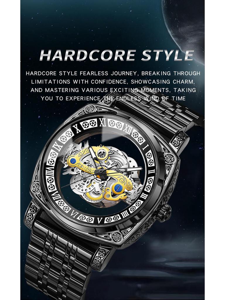 Binbang European & American Oversized Hollow Carved Men's Fashion Waterproof Casual Watch