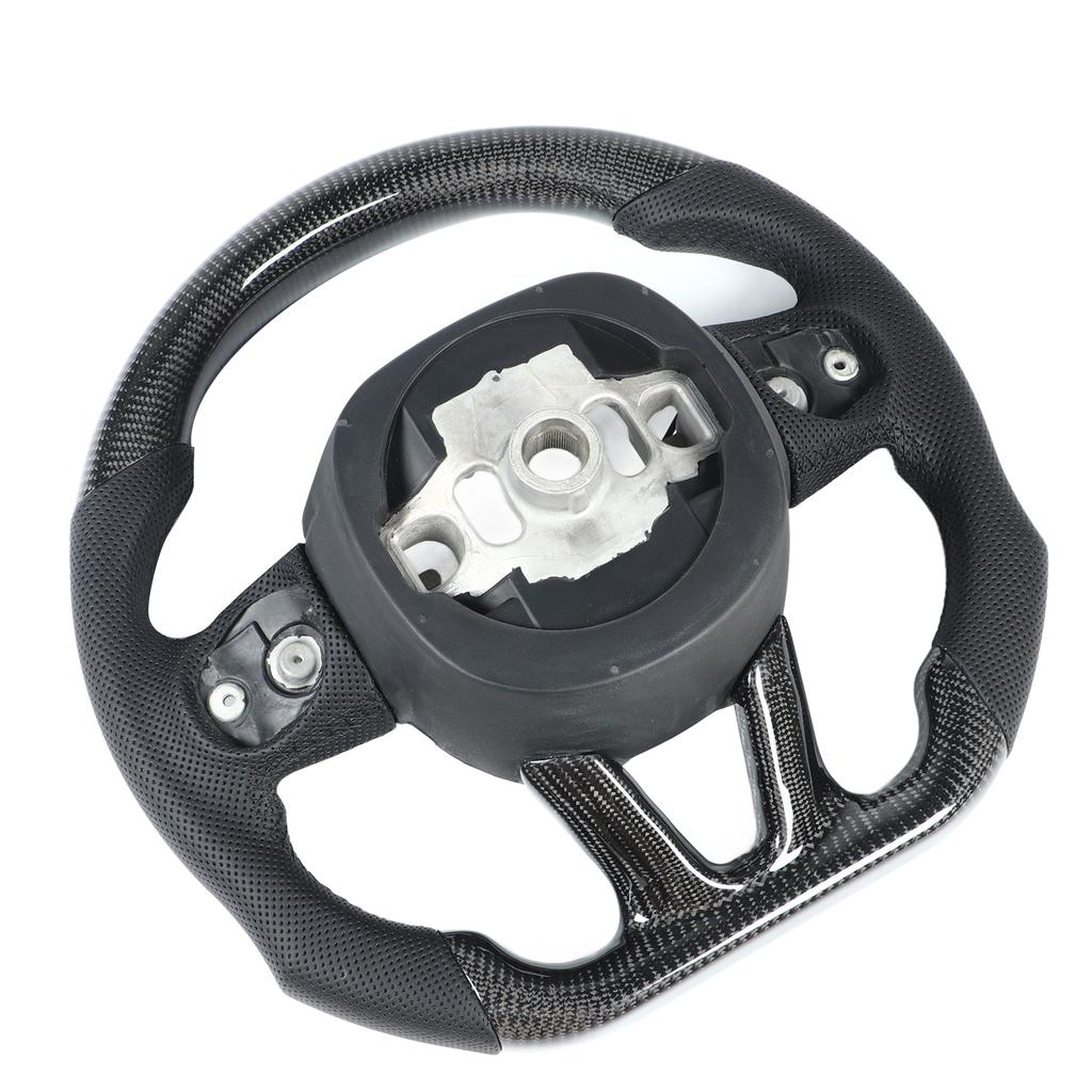 Carbon Fiber LED Display Shift Lights Steering Wheel Perforated Leather Replacement for HELLCAT