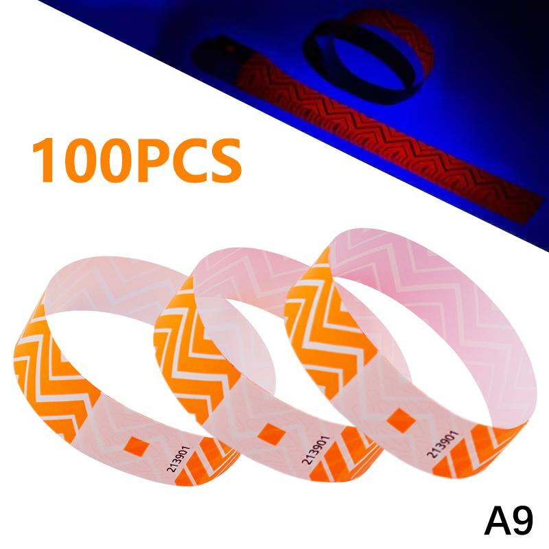 50/100 Pièces Bracelets en Papier à Rayures Néon Imperméables Fluorescents Jetables de Sécurité Pour Concerts, Fêtes, Événements