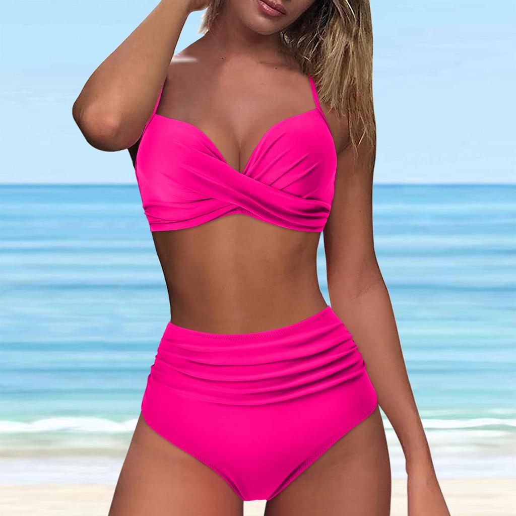 Pantaloncini da Surf Lunghi da Donna Bikini a Vita Alta Sexy Push Up Costume da Bagno Pezzo Unico Top da Bagno per Donne con Ferretto
