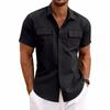 Men's Casual Short Sleeve Button Down Shirts Workwear Style Turn Down Collar Chest Pocket Blouse Tops for Daily Vacation Beach