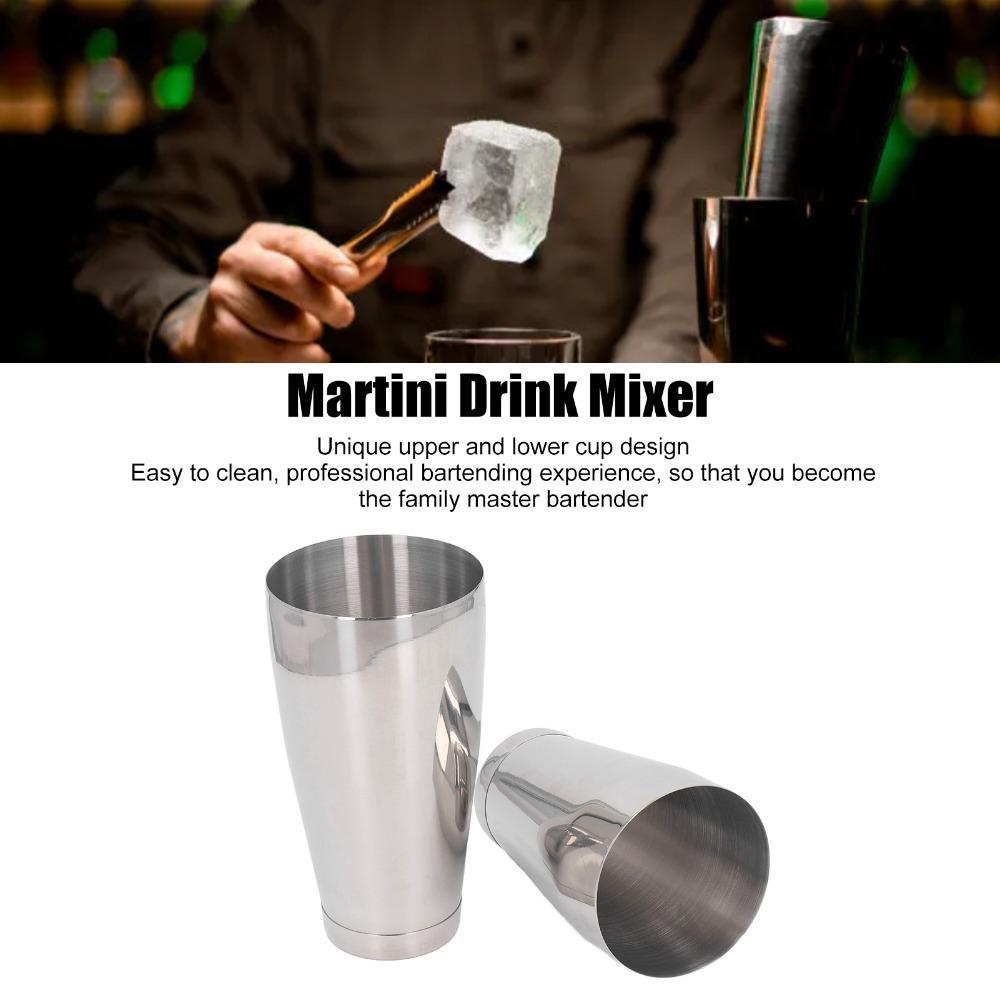 2 Piece Set Silver Cocktail Shaker Stainless Steel Boston Shaker Drink Shaker Bartenders