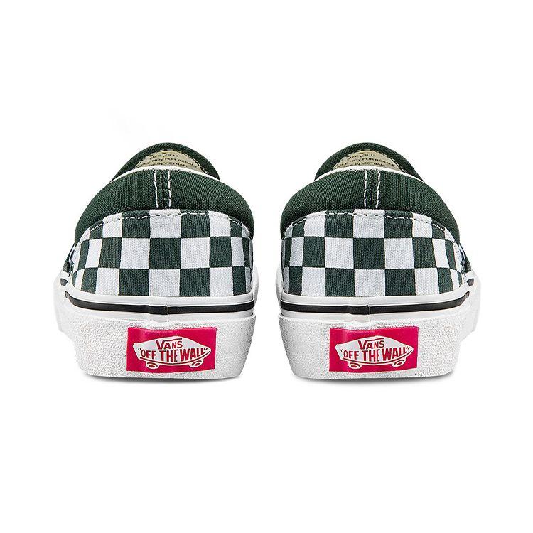 Vans Slip-On Casual Durable Lightweight Low Top Kids Skate Shoes Green White Checkerboard Kids Sneaker VN0A5KXM8CA