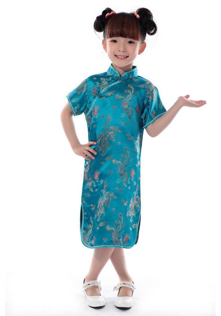 Spring & Autumn Dragon & Phoenix Brocade Girls' Red Cheongsam - Chinese New Year Formal Wear