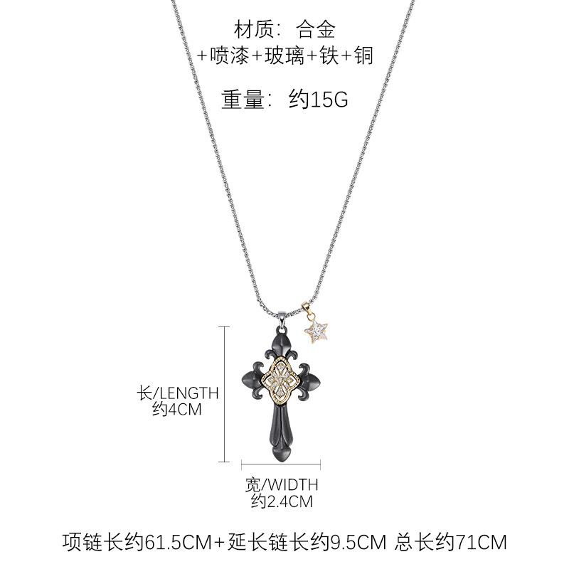 Ожерелье с кулоном-крестом и ирисом оригинальный нишевый дизайн простая ретро универсальная цепочка для свитера