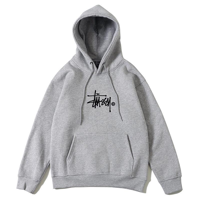 Men s Trendy Skateboard Style Embroidered Hoodie with Velvet Lining XXL серый